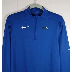 Nike Shirt Team USA Olympic Element Quarter Zip Men's Medium Blue Dri-FIT FN0968